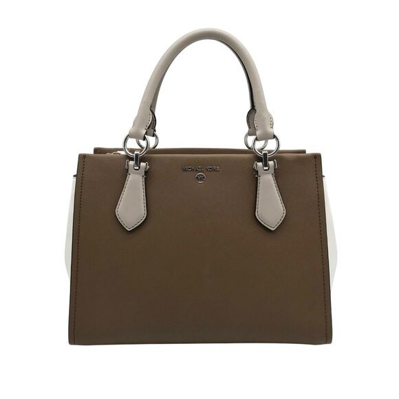 Michael Kors Marilyn Driftwood Saffiano Leather Satchel Bag - Picture 1 of 12